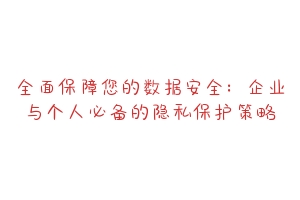 全面保障您的数据安全：企业与个人必备的隐私保护策略